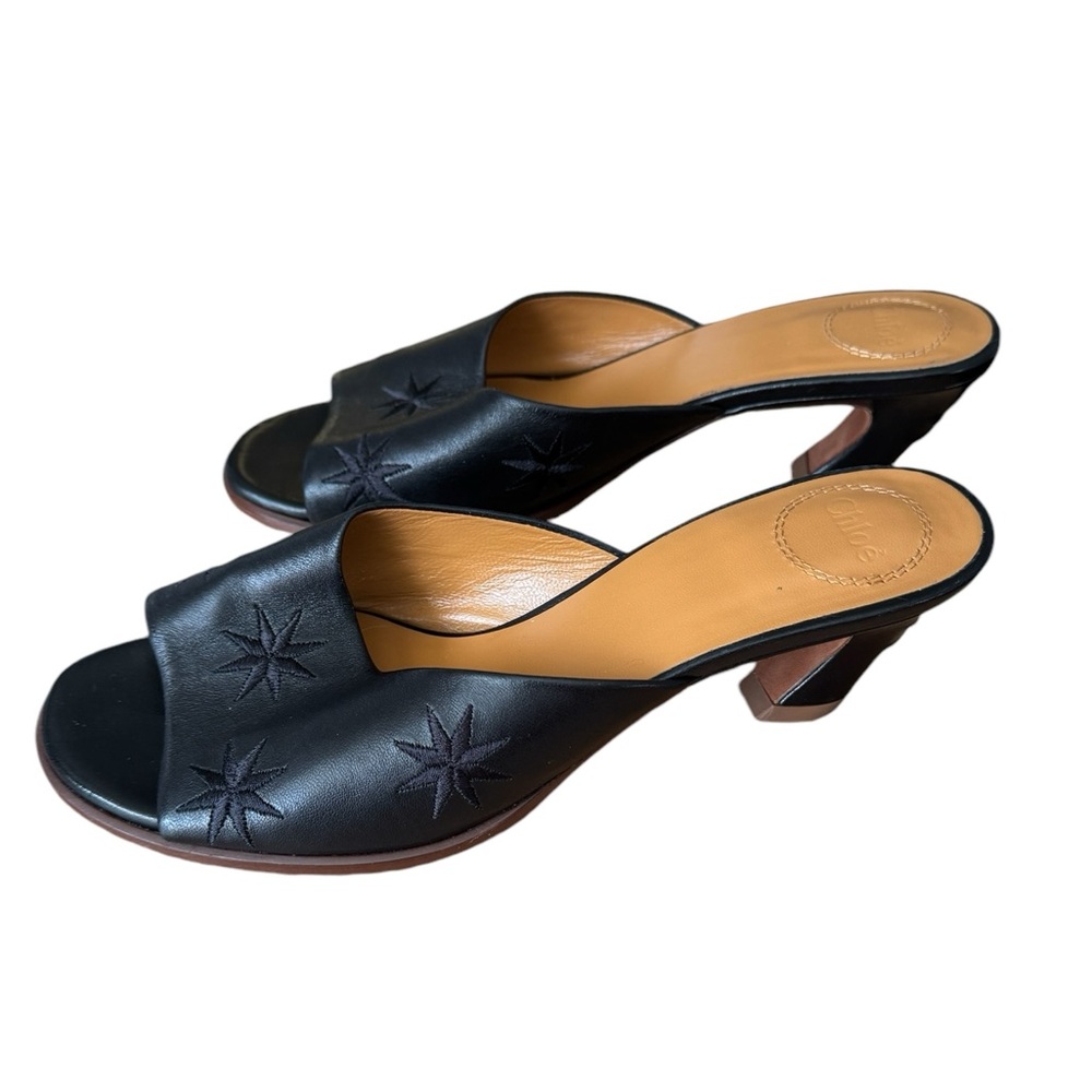 Chloe Oli Black Leather Mules size 38